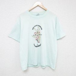 L★古着 ヘインズ Hanes 半袖 ビンテージ Tシャツ メンズ 90年代 90s クマ クルーネック USA製 薄緑 グリーン 25jun10 中古