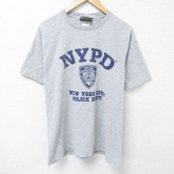 L★古着 半袖 ビンテージ Tシャツ メンズ 00年代 00s ポリス クルーネック グレー 霜降り 25jun11 中古
