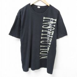 XL★古着 半袖 ビンテージ Tシャツ メンズ 00年代 00s インスティチューション 大きいサイズ コットン クルーネック 黒 ブラック 25jun11 中古
