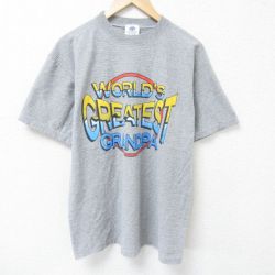 L★古着 半袖 ビンテージ Tシャツ メンズ 90年代 90s グランパ コットン クルーネック USA製 グレー 霜降り 25jun11 中古