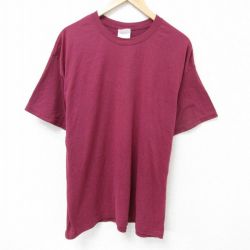 XL★古着 ヘインズ Hanes 半袖 ビンテージ Tシャツ メンズ 00年代 00s 無地 クルーネック エンジ 25jun11 中古