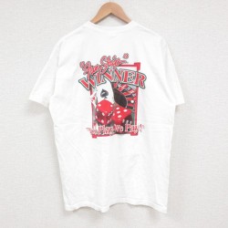 L★古着 半袖 ビンテージ Tシャツ メンズ 00年代 00s サイコロ コットン クルーネック 白 ホワイト 25jun11 中古