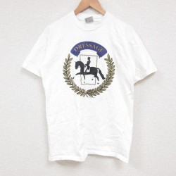 【50%OFF】M★古着 オニータ ONEITA 半袖 ビンテージ Tシャツ メンズ 90年代 90s 馬術 コットン クルーネック USA製 白 ホワイト 25jun11 中古
