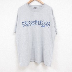 ヘインズ 00s 半袖Tシャツ ハイビスカス グレー XL | 古着