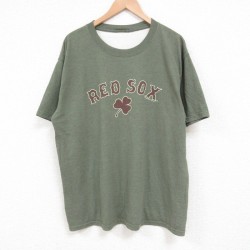 XL★古着 半袖 ビンテージ Tシャツ メンズ 00年代 00s MLB ボストンレッドソックス クルーネック 薄緑 グリーン 霜降り メジャーリーグ ベースボール 野球 25jun11 中古