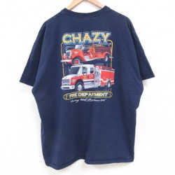 半袖Tシャツ 消防車 ネイビー XL | 古着