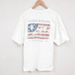 【20%OFF】XL★古着 半袖 ビンテージ Tシャツ メンズ 00年代 00s トミーバハマ 大きいサイズ コットン クルーネック USA製 白 ホワイト 25jun11 中古