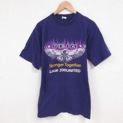 【50%OFF】XL★古着 半袖 ビンテージ Tシャツ メンズ 00年代 00s 鳥 コットン クルーネック USA製 紫 パープル 25jun11 中古
