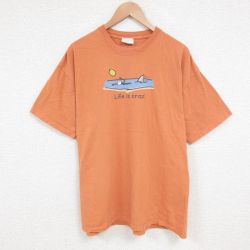 XL★古着 半袖 ビンテージ Tシャツ メンズ 00年代 00s Life 大きいサイズ コットン クルーネック オレンジ 25jun11 中古
