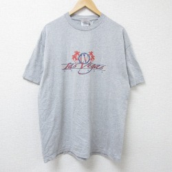 XL★古着 半袖 ビンテージ Tシャツ メンズ 00年代 00s ラスベガス クルーネック グレー 霜降り 25jun11 中古