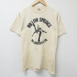 M★古着 半袖 ビンテージ Tシャツ メンズ 80年代 80s スキューバ クルーネック USA製 ベージュ カーキ 25jun11 中古