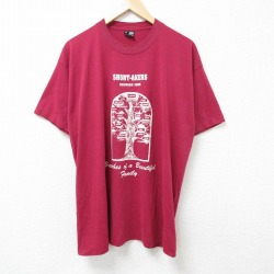 スクリーンスターズ 90s 半袖Tシャツ 木 バーガンディ XL | 古着