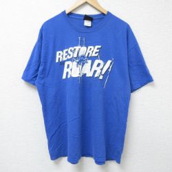 XL★古着 リーボック REEBOK 半袖 ビンテージ Tシャツ メンズ 00年代 00s ROAR 大きいサイズ コットン クルーネック 青 ブルー 25jun12 中古