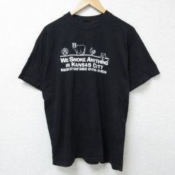 L★古着 半袖 ビンテージ Tシャツ メンズ 00年代 00s カンザスシティ コットン クルーネック 黒 ブラック 25jun12 中古