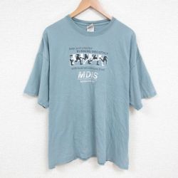 XL★古着 半袖 ビンテージ Tシャツ メンズ 00年代 00s MDIS 大きいサイズ コットン クルーネック 薄紺 ネイビー 25jun12 中古