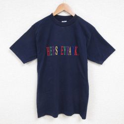 M★古着 半袖 ビンテージ Tシャツ メンズ 90年代 90s HERSHEYPARK 刺繍 コットン クルーネック USA製 濃紺 ネイビー 25jun12 中古