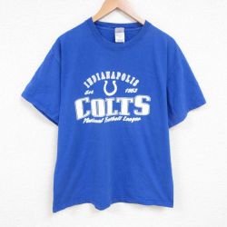 L★古着 半袖 ビンテージ Tシャツ メンズ 00年代 00s NFL インディアナポリスコルツ コットン クルーネック 青 ブルー アメフト スーパーボウル 25jun12 中古