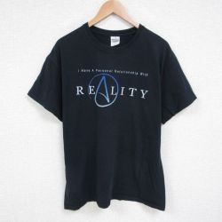 【20%OFF】L★古着 半袖 ビンテージ Tシャツ メンズ 00年代 00s REALITY コットン クルーネック 黒 ブラック 25jun13 中古