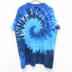 【20%OFF】XL★古着 半袖 ビンテージ Tシャツ メンズ 00年代 00s コットン クルーネック 青他 ブルー タイダイ 25jun17 中古