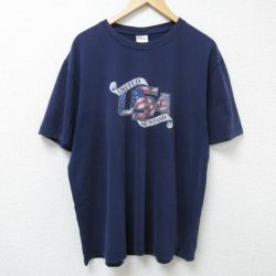 XL★古着 半袖 ビンテージ Tシャツ メンズ 00年代 00s USA ロゴ 大きいサイズ コットン クルーネック 紺 ネイビー 25jun17 中古