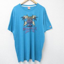 XL★古着 半袖 Tシャツ メンズ サーフボード 大きいサイズ クルーネック USA製 水色 25jun17 中古