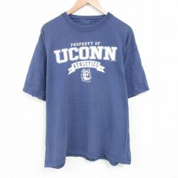 00s 半袖Tシャツ UCONN ネイビー XL | 古着