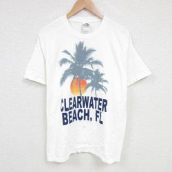 XL★古着 フルーツオブザルーム 半袖 ビンテージ Tシャツ メンズ 00年代 00s ヤシの木 大きいサイズ コットン クルーネック 白 ホワイト 25jun20 中古