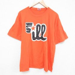 XL★古着 半袖 ビンテージ Tシャツ メンズ 00年代 00s ill 大きいサイズ コットン クルーネック オレンジ 25jun21 中古