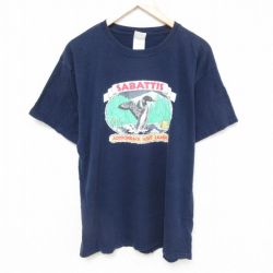【50%OFF】L★古着 半袖 ビンテージ Tシャツ メンズ 00年代 00s 鳥 コットン クルーネック 紺 ネイビー 25jun21 中古