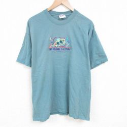 XL★古着 ヘインズ Hanes 半袖 ビンテージ Tシャツ メンズ 00年代 00s 仮面 コットン クルーネック 緑 グリーン 25jun21 中古