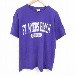 XL★古着 半袖 ビンテージ Tシャツ メンズ 00年代 00s フロリダ コットン クルーネック 紫 パープル 25jun21 中古