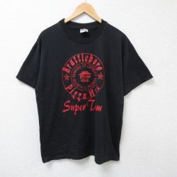 L★古着 ヘインズ Hanes 半袖 ビンテージ Tシャツ メンズ 00年代 00s ピザハット クルーネック 黒 ブラック 25jun21 中古
