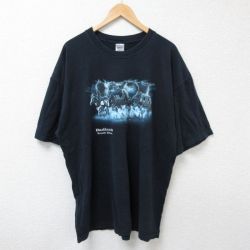 XL★古着 半袖 ビンテージ Tシャツ メンズ 00年代 00s 馬車 大きいサイズ コットン クルーネック 黒 ブラック 25jun21 中古