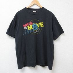 XL★古着 半袖 ビンテージ Tシャツ メンズ 90年代 90s MCS コットン クルーネック 黒 ブラック 25jun21 中古
