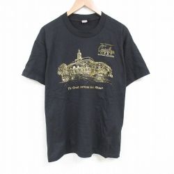 XL★古着 半袖 ビンテージ Tシャツ メンズ 90年代 90s ミュージックショー コットン クルーネック USA製 黒 ブラック 25jun26 中古