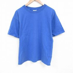 L★古着 エルエルビーン LLBEAN 半袖 ビンテージ Tシャツ メンズ 90年代 90s 無地 クルーネック 青 ブルー 25jun26 中古