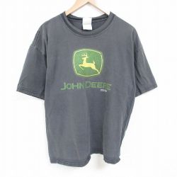 XL★古着 半袖 ビンテージ Tシャツ メンズ 00年代 00s ジョンディア 大きいサイズ コットン クルーネック グレー 25jun26 中古