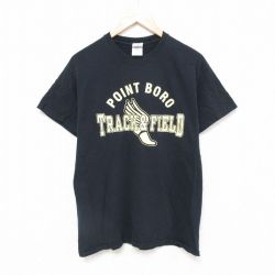 M★古着 半袖 ビンテージ Tシャツ メンズ 00年代 00s トラックフィールドコットン クルーネック 黒 ブラック 25jun23 中古