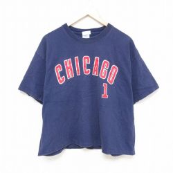 【20%OFF】XL★古着 半袖 ビンテージ Tシャツ メンズ 00年代 00s MLB シカゴカブス 福留孝介 1 コットン クルーネック 紺 ネイビー メジャーリーグ ベースボール 野球 25jun23 中古