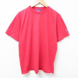L★古着 チャンピオン champion 半袖 ビンテージ Tシャツ メンズ 00年代 00s ワンポイントロゴ コットン クルーネック 赤 レッド 25jun24 中古