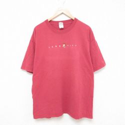 00s 半袖Tシャツ LAMB 刺繍 バーガンディ XL | 古着