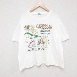 【20%OFF】XL★古着 半袖 ビンテージ Tシャツ メンズ 00年代 00s ARUBA 大きいサイズ コットン クルーネック 白 ホワイト 25jun23 中古