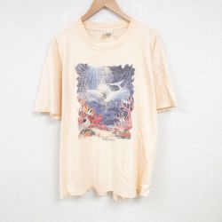 90s 半袖Tシャツ イルカ オレンジ XL | 古着