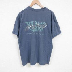 XL★古着 半袖 ビンテージ Tシャツ メンズ 90年代 90s 鎖 大きいサイズ コットン クルーネック USA製 薄紺 ネイビー 25jun25 中古