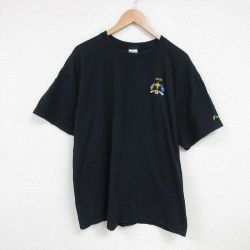 XL★古着 半袖 ビンテージ Tシャツ メンズ 00年代 00sトロフィー 大きいサイズ コットン クルーネック 黒 ブラック 25jun25 中古