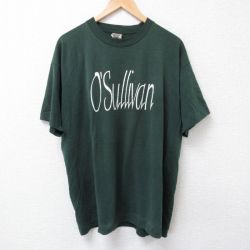 XL★古着 フルーツオブザルーム 半袖 ビンテージ Tシャツ メンズ 90年代 90s OSullivan 大きいサイズ クルーネック USA製 濃緑 グリーン 25jun25 中古