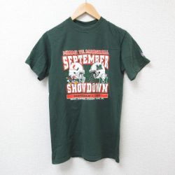 【20%OFF】S★古着 チャンピオン champion 半袖 ビンテージ Tシャツ メンズ 00年代 00s アメフト コットン クルーネック 濃緑 グリーン 25jun25 中古