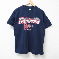 M★古着 半袖 ビンテージ Tシャツ メンズ 00年代 00s MLB ボストンレッドソックス クルーネック 紺 ネイビー メジャーリーグ ベースボール 野球 25jul05 中古