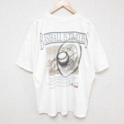 XL★古着 半袖 ビンテージ Tシャツ メンズ 00年代 00s ベースボール 大きいサイズ コットン クルーネック 白 ホワイト 25jun26 中古