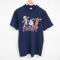 M★古着 半袖 ビンテージ Tシャツ メンズ 00年代 00s ハーシーズ クルーネック 紺 ネイビー 25jun30 中古